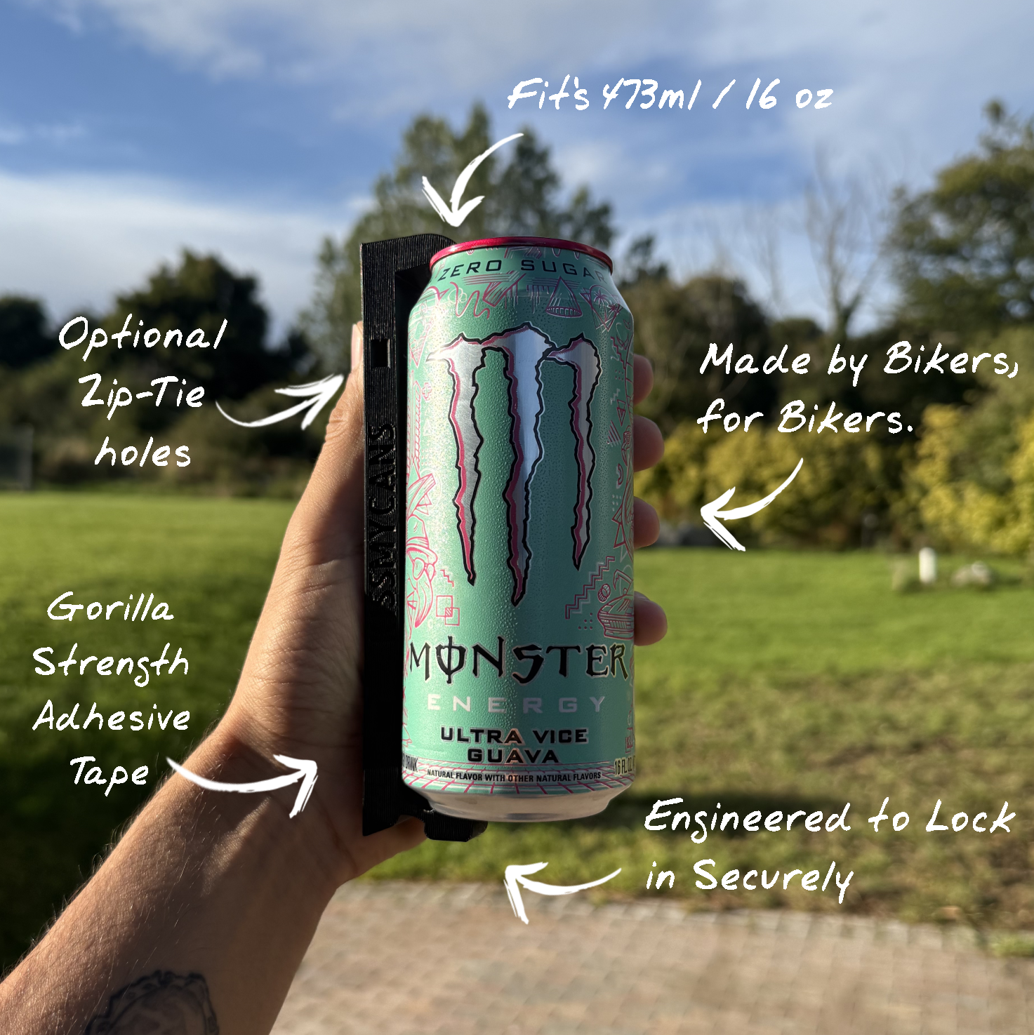 Monster Energy 473ml / 16oz Can Holder for Motorcycles | KissMyCans